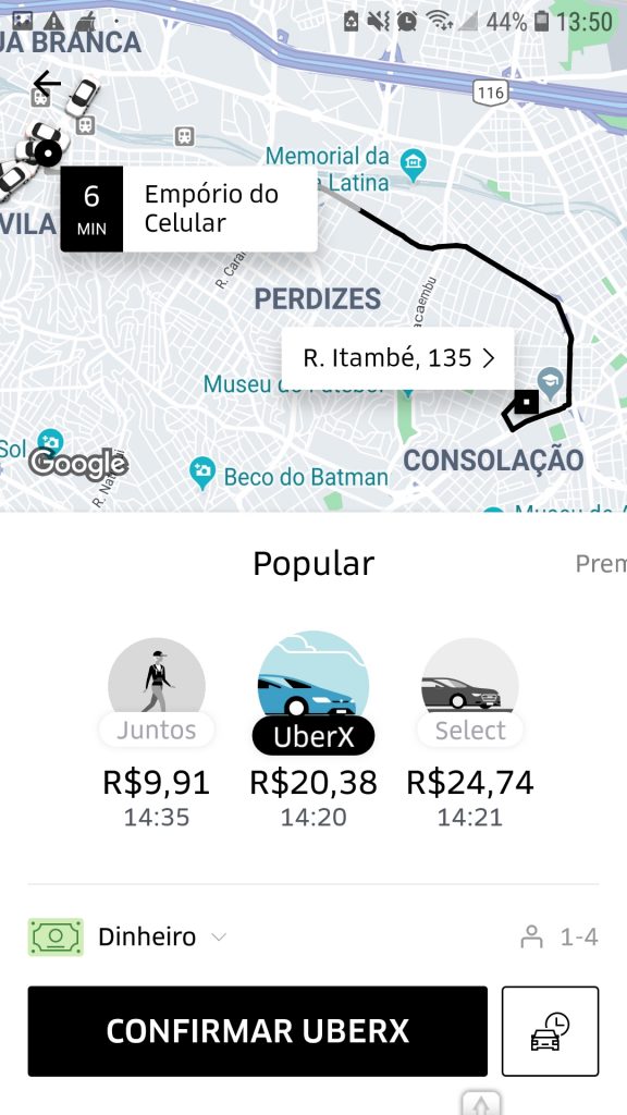 Screenshot 20190121 135040 Uber 576x1024 - 8 apps de mobilidade pra você não se perder