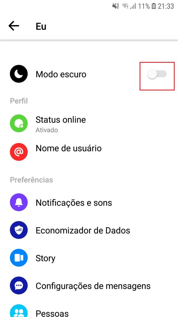 Screenshot 20190624 213305 Messenger 576x1024 - Como ativar o modo noturno?